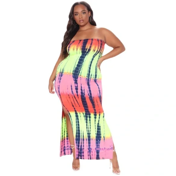 slim fit dress slacks Nova Mesh Long Sleeve Tie Dye Maxi Dress – Disturbia main image 1